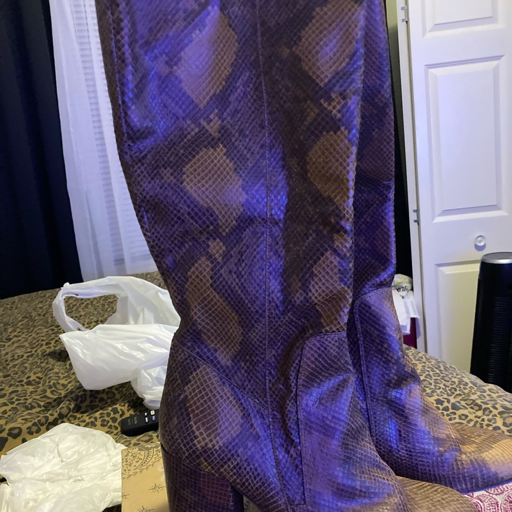 Free People Brown Snakeskin Heeled Boots